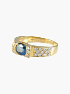 Bague Jonc Or jaune Saphir Diamants