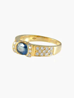 Bague Jonc Or jaune Saphir Diamants