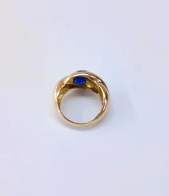 Bague jonc or jaune saphir toi et moi
