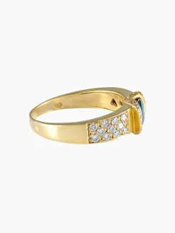 Bague Jonc Or jaune Saphir Diamants