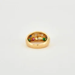 Bague jonc or multiples pierres