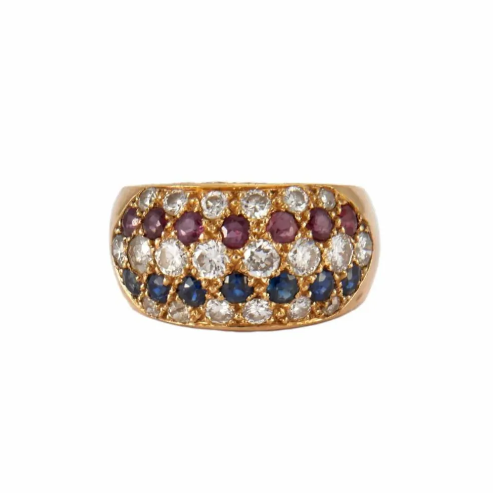 BAGUE JONC OR, RUBIS & SAPHIRS