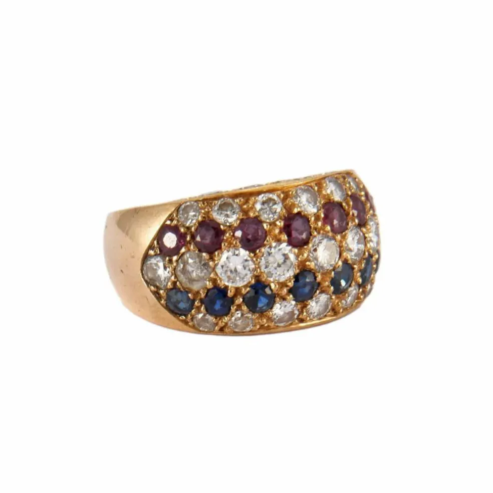 BAGUE JONC OR, RUBIS & SAPHIRS