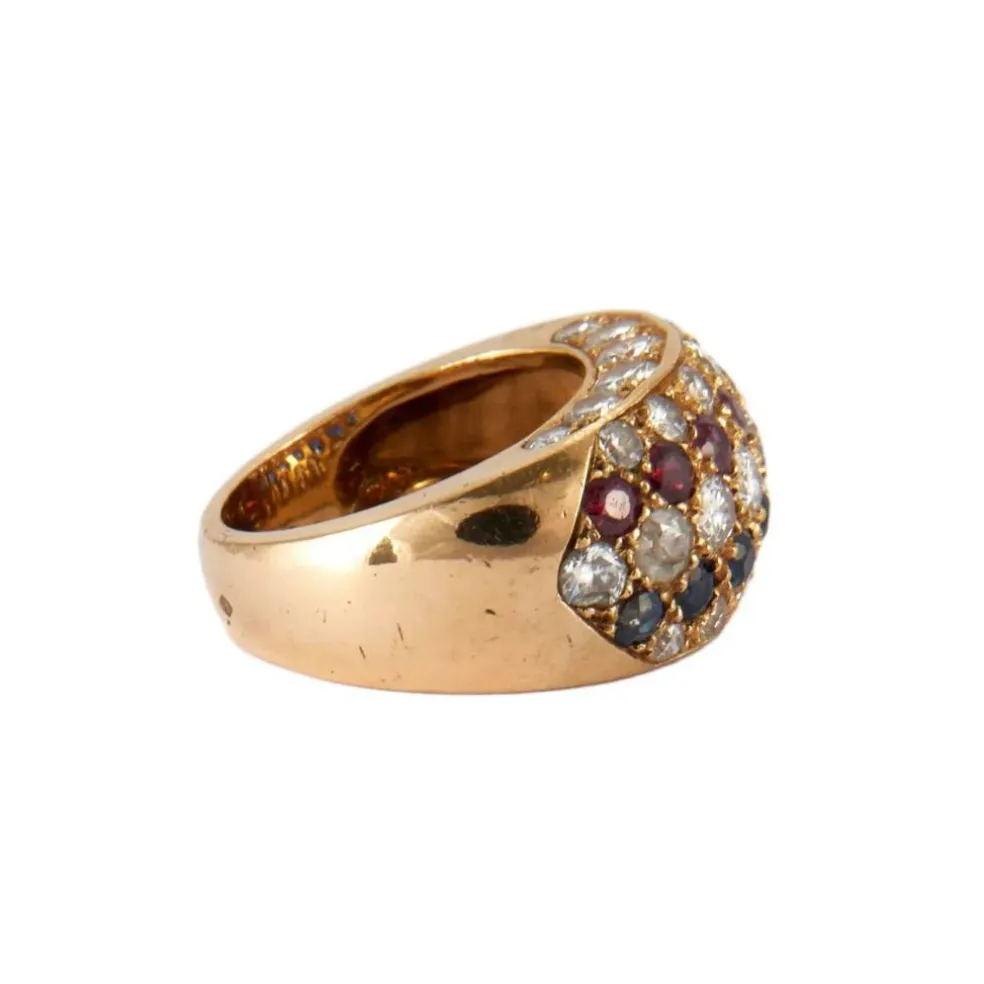 BAGUE JONC OR, RUBIS & SAPHIRS