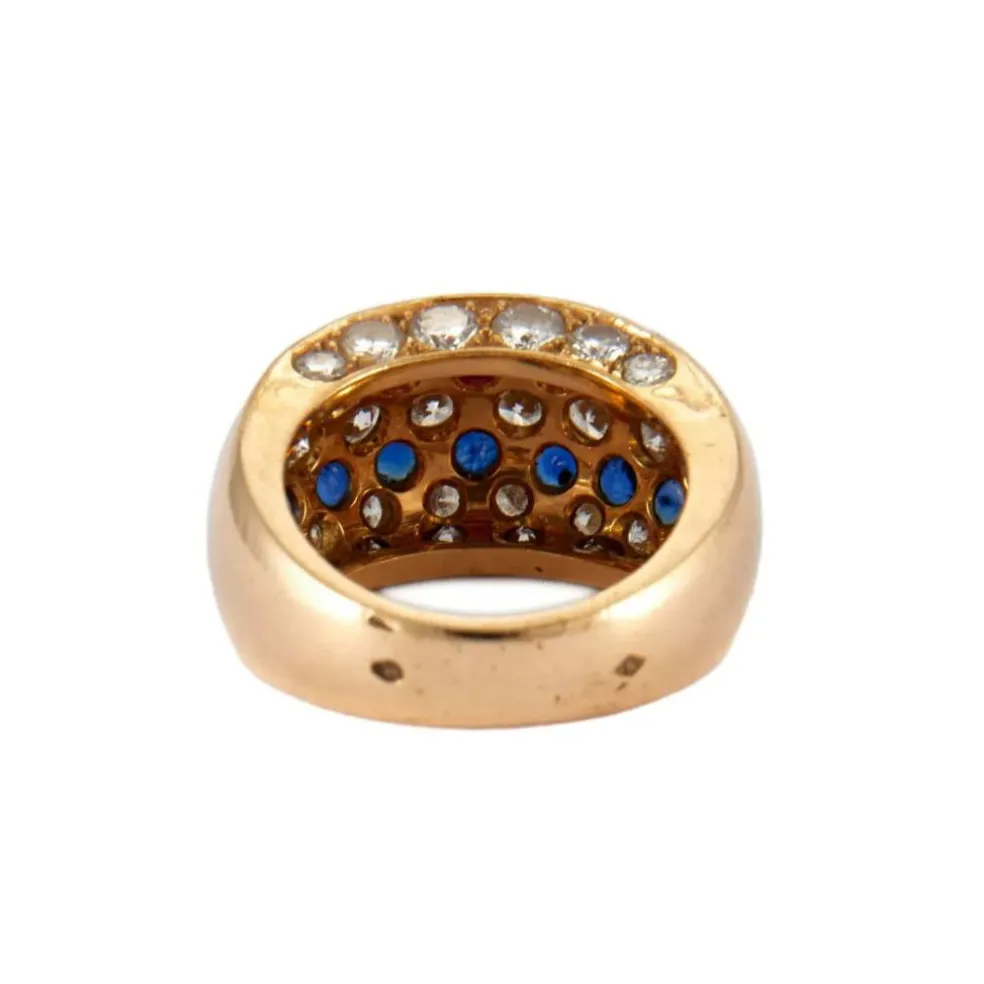BAGUE JONC OR, RUBIS & SAPHIRS