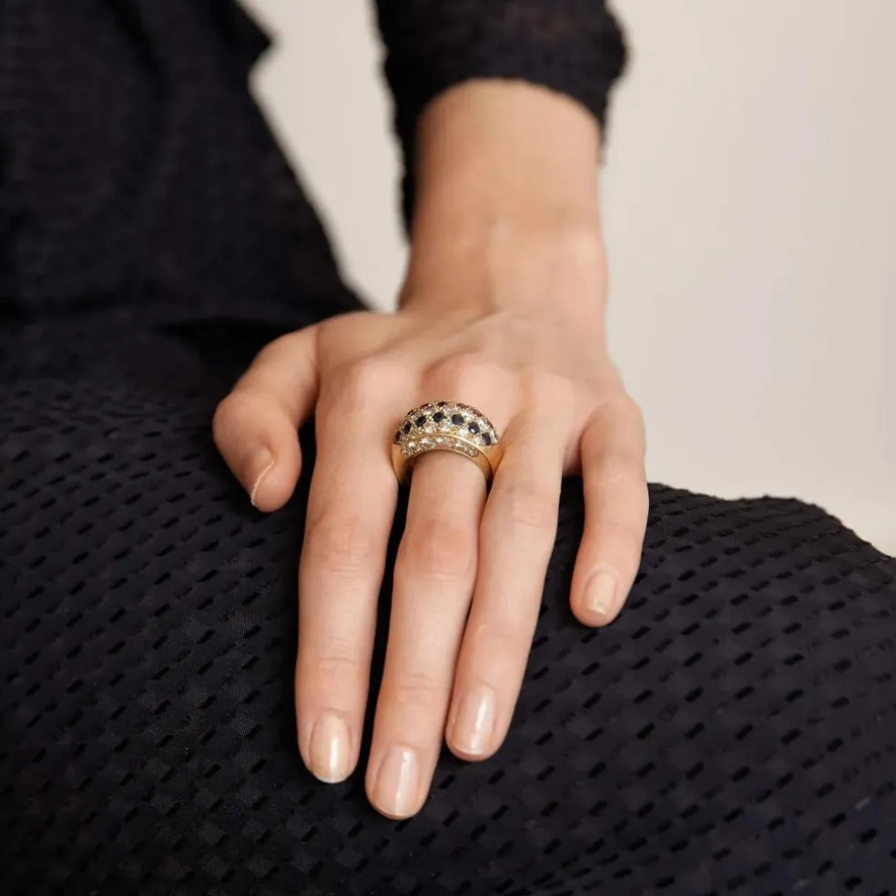 BAGUE JONC OR, RUBIS & SAPHIRS