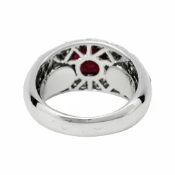 Bague jonc pavage diamant, rubis 1,78 carats.