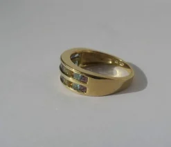 Bague jonc pierres fines multicolores or