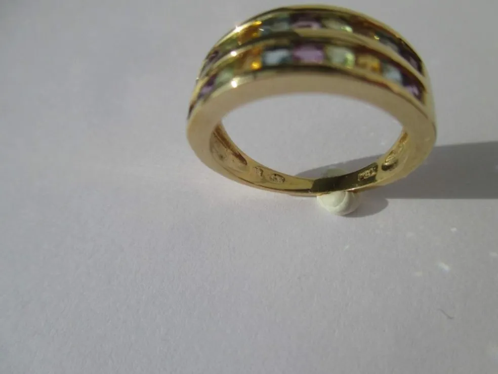 Bague jonc pierres fines multicolores or
