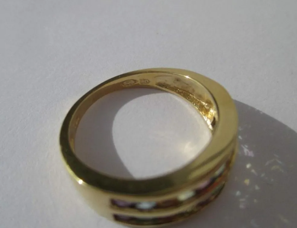 Bague jonc pierres fines multicolores or