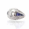 Bague jonc Platine Saphirs Diamant