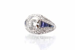 Bague jonc Platine Saphirs Diamant