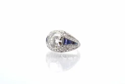 Bague jonc Platine Saphirs Diamant