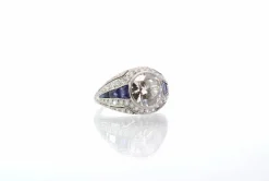 Bague jonc Platine Saphirs Diamant