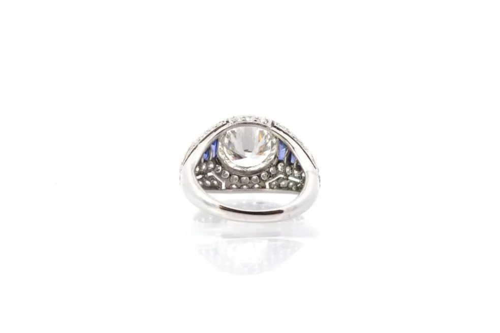 Bague jonc Platine Saphirs Diamant