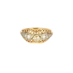 Bague Jonc Retro en or jaune et diamants