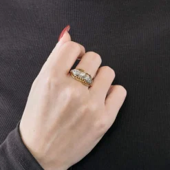 Bague Jonc Retro en or jaune et diamants
