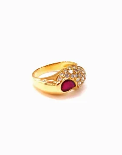 Bague jonc rubis et diamants
