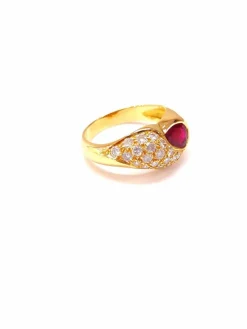 Bague jonc rubis et diamants