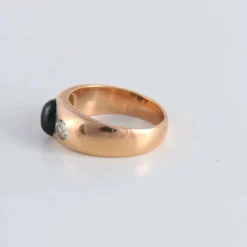 Bague Jonc Saphir cabochon Diamants
