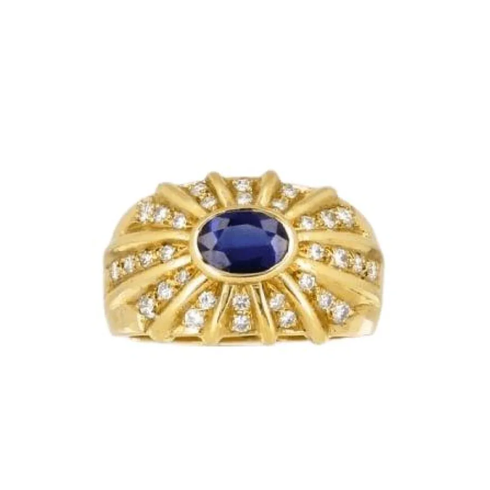 Bague jonc saphir diamants