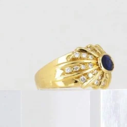 Bague jonc saphir diamants