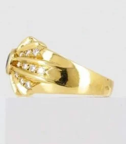 Bague jonc saphir diamants