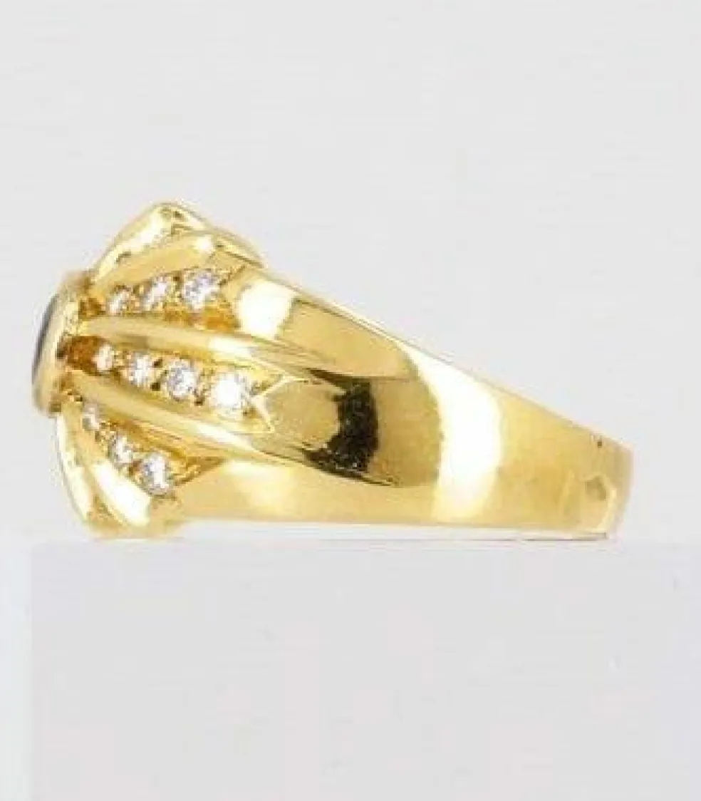 Bague jonc saphir diamants