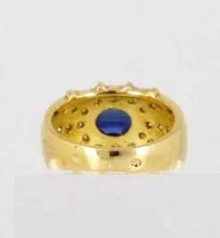 Bague jonc saphir diamants