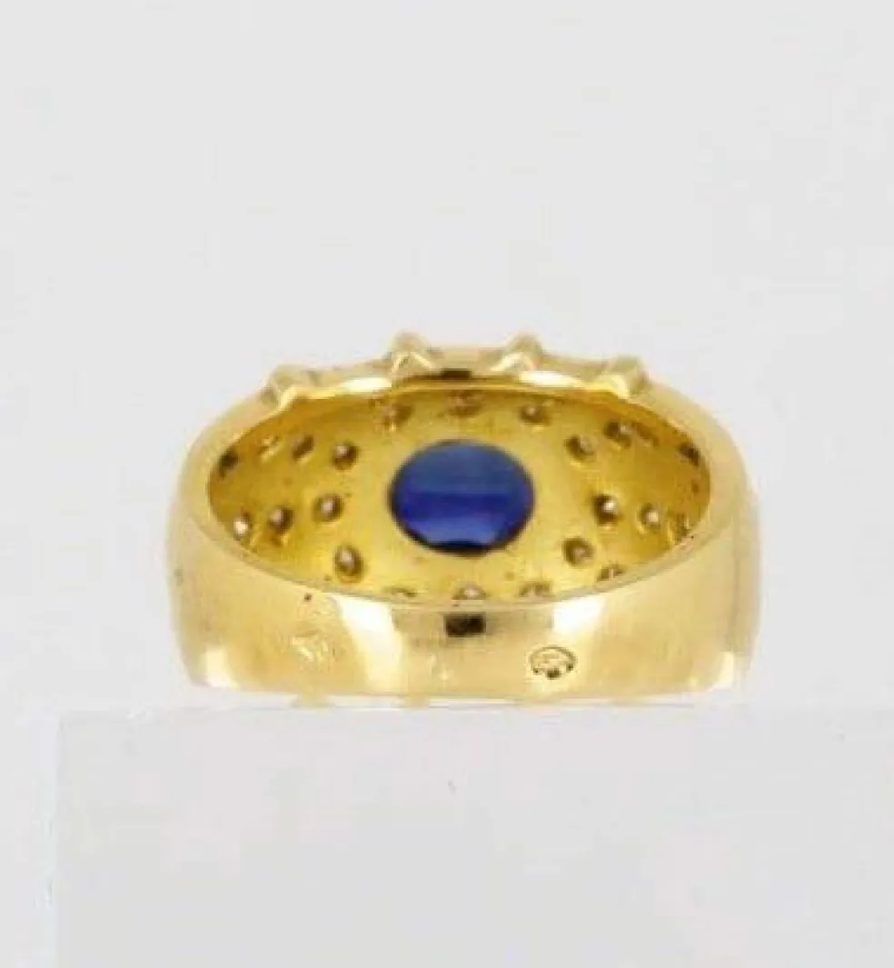 Bague jonc saphir diamants