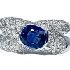 Bague jonc saphir et diamants