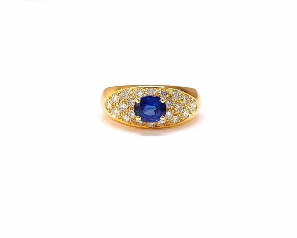 Bague jonc saphir et diamants