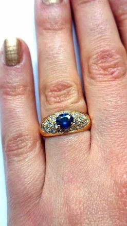 Bague jonc saphir et diamants