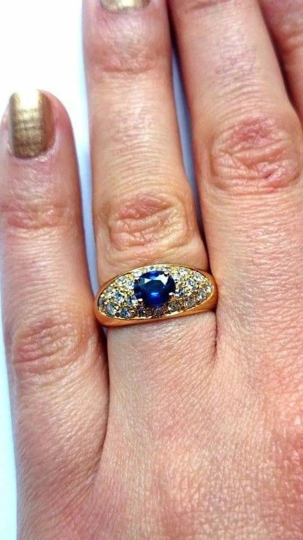 Bague jonc saphir et diamants