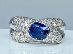 Bague jonc saphir et diamants