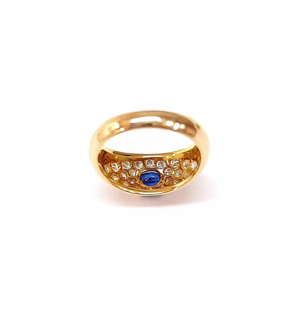 Bague jonc saphir et diamants