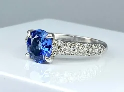 Bague jonc saphir et diamants