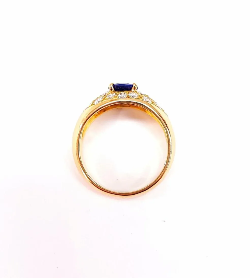 Bague jonc saphir et diamants