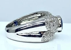 Bague jonc saphir et diamants