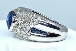 Bague jonc saphir et diamants