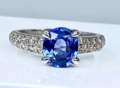 Bague jonc saphir et diamants