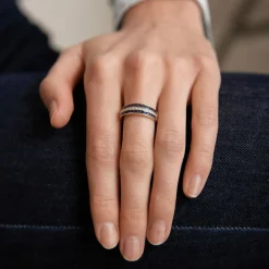 Bague Jonc saphirs, diamants