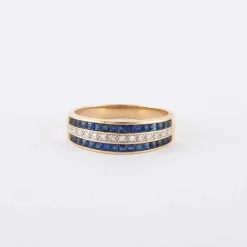 Bague Jonc saphirs, diamants