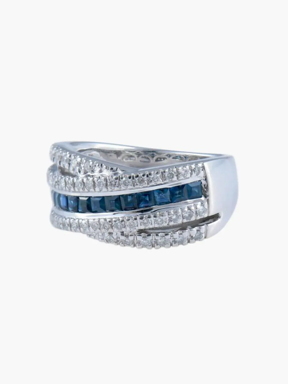 Bague Jonc Saphirs Diamants
