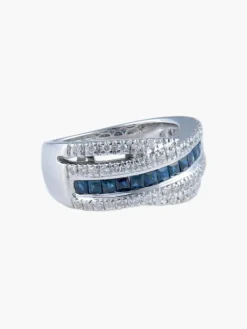 Bague Jonc Saphirs Diamants