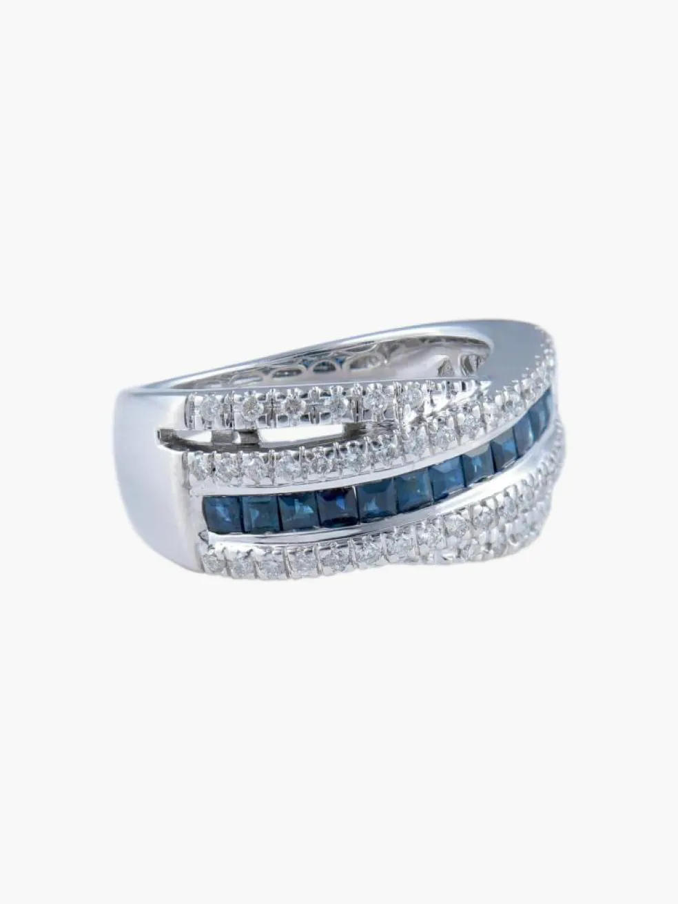 Bague Jonc Saphirs Diamants