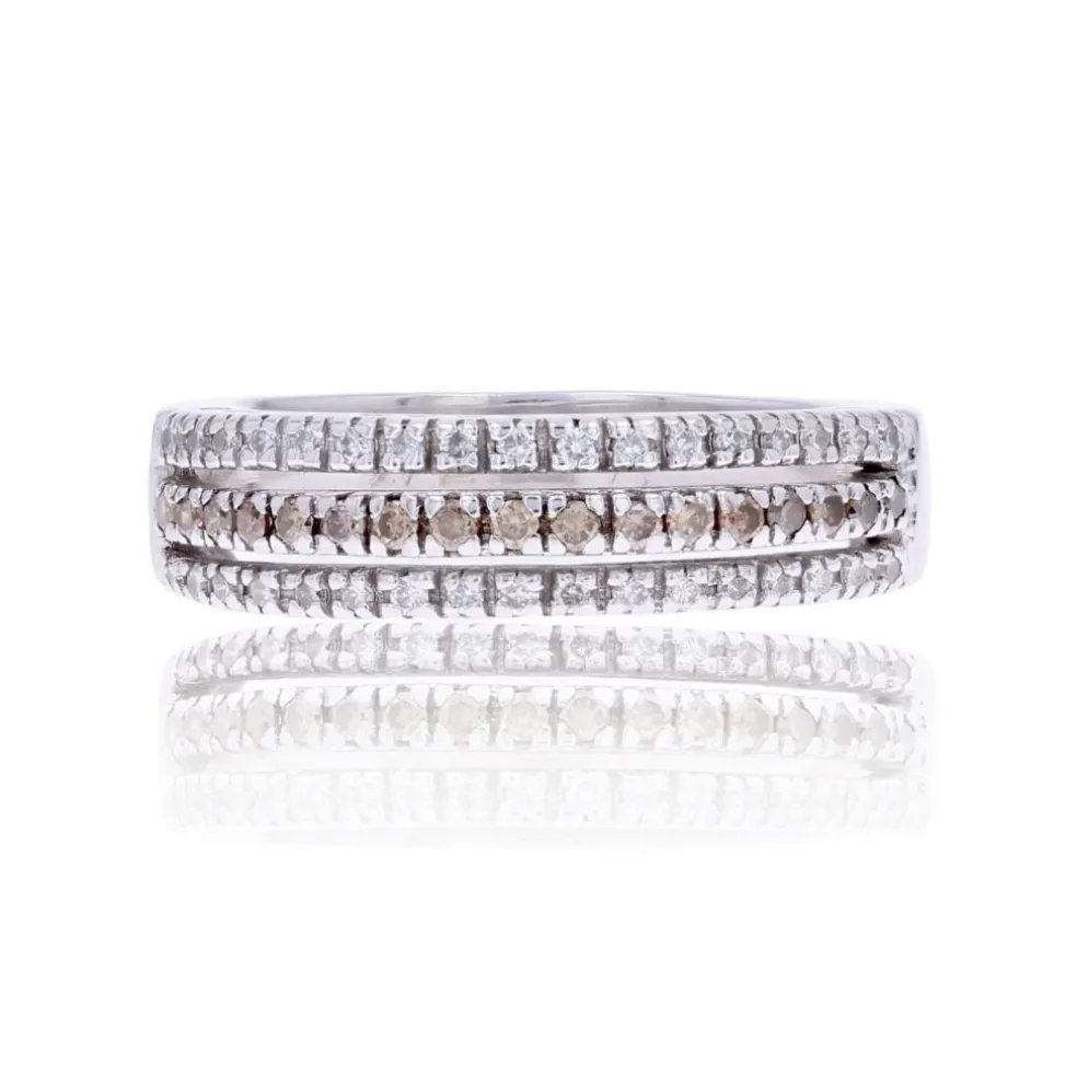 Bague jonc triple rang diamants