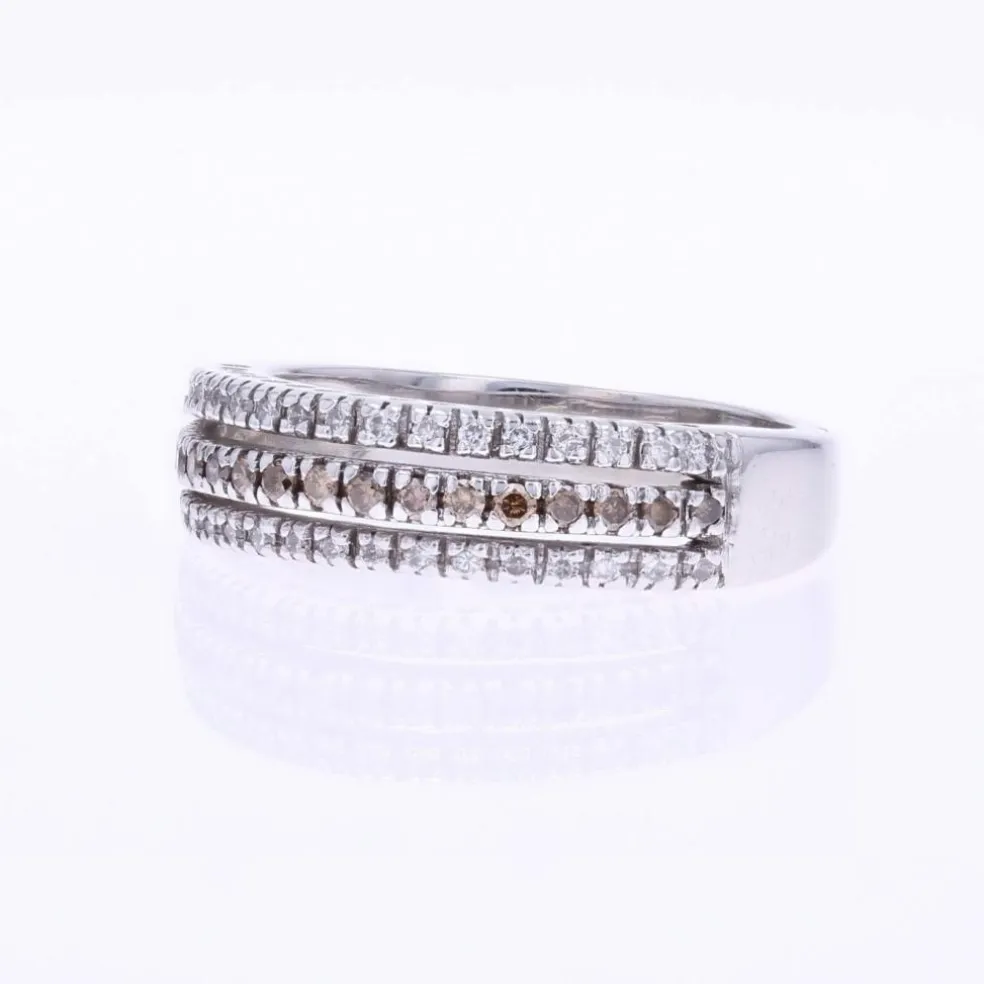 Bague jonc triple rang diamants