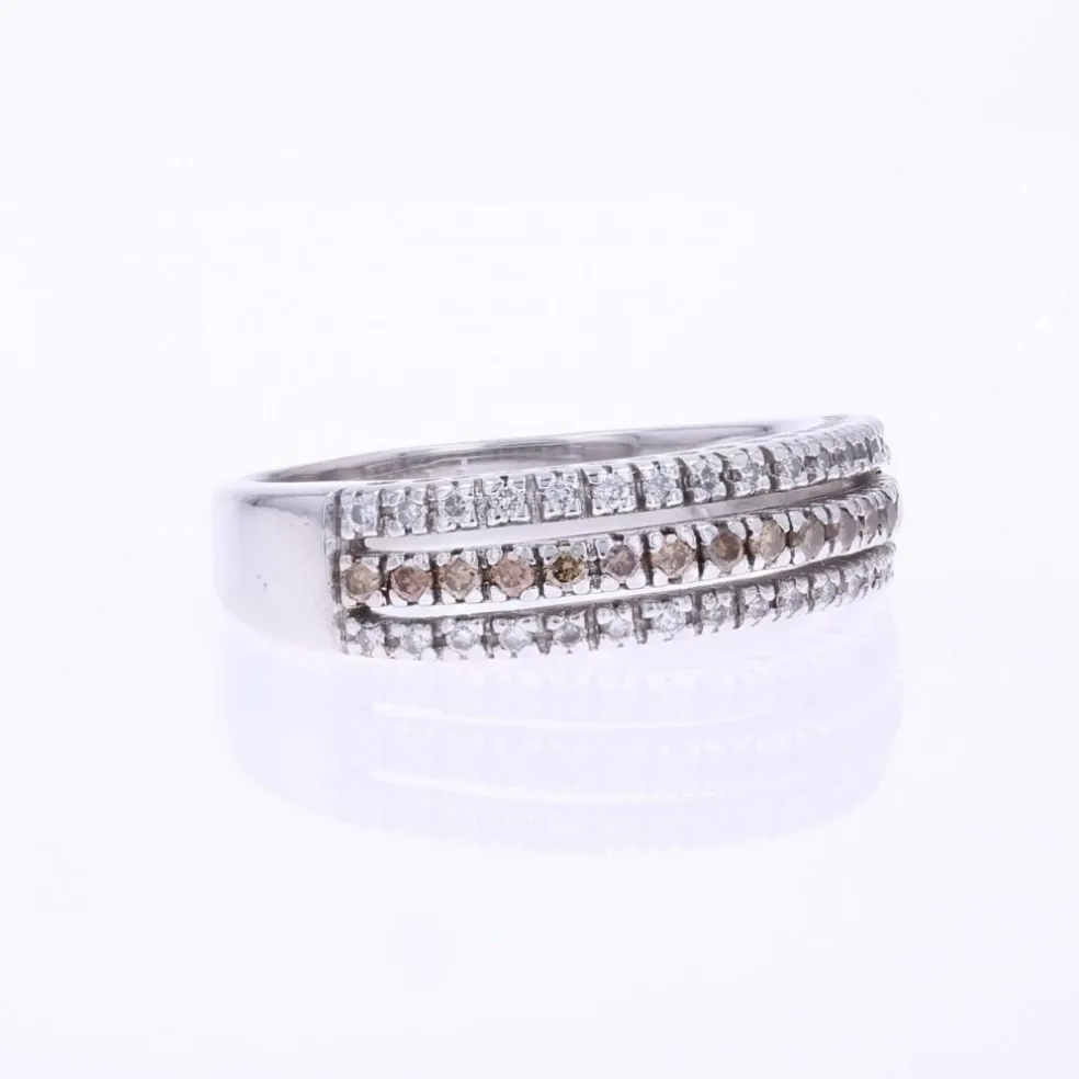 Bague jonc triple rang diamants