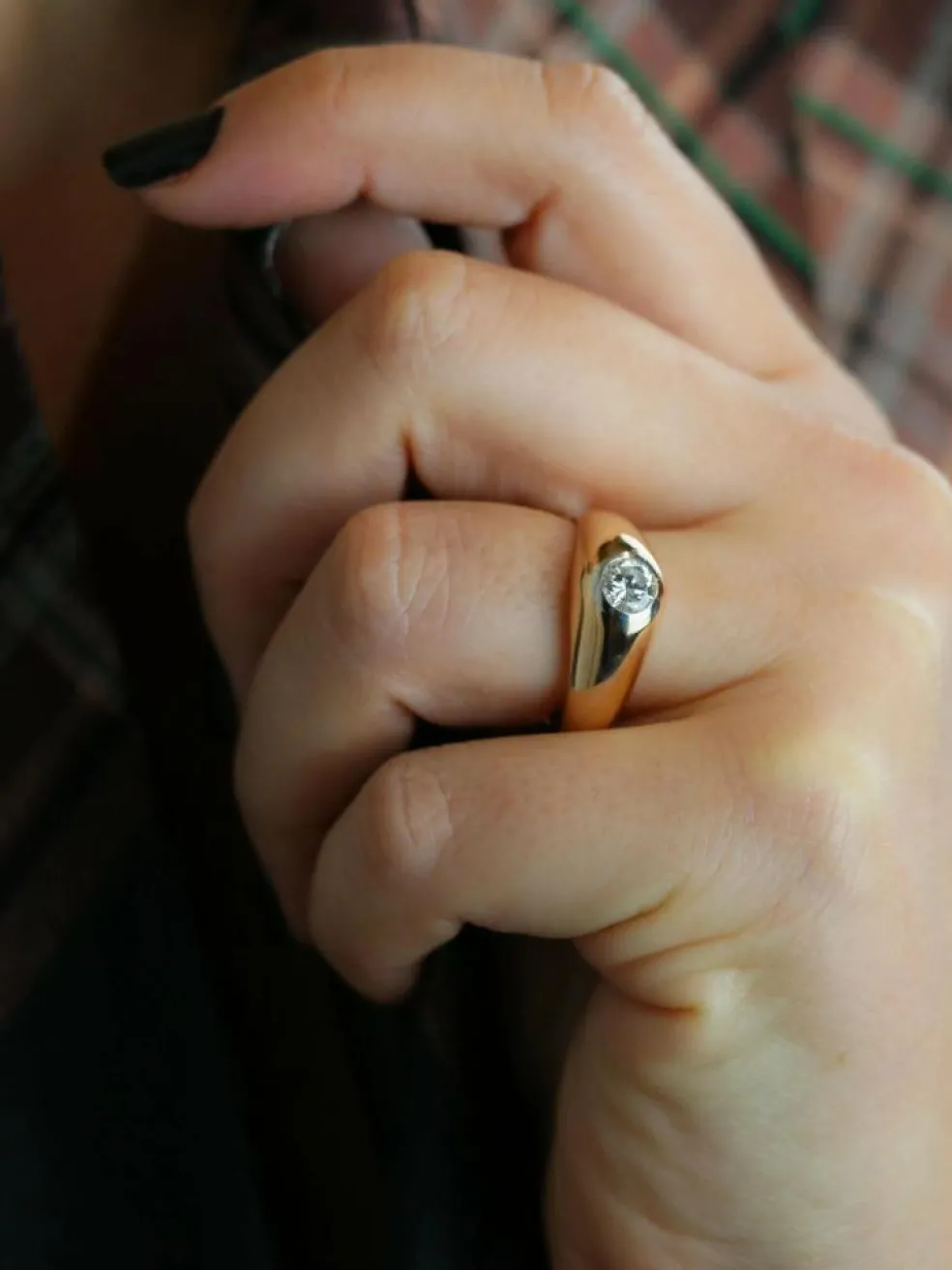 Bague jonc vintage or jaune diamant